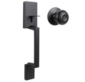 lot 24 image: DEFIANT Vancouver Matte Black Entrance Door Handleset with Hartford Interior Knob