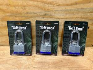 lot 63 image: TUFF BROS Lot of 3- Maximum Security Pad Locks 50MM