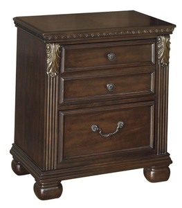 lot 19 image: ASHLEY Leahlyn Wood Nightstand, Warm Brown