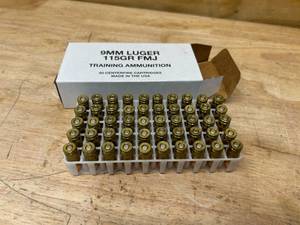 lot 101 image: 9MM Luger 115GR FMJ Training Ammunition (50)