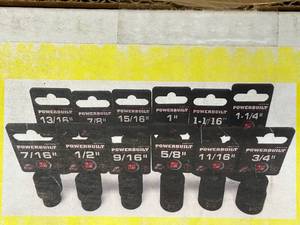 lot 119 image: POWERBUILT 12 Piece 12 Drive Shallow Impact Pro Socket Set