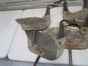 (10) Painted Wood Cut Out Goose Decoys
