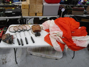 Rackets, Glove, Binoculars, Parachute