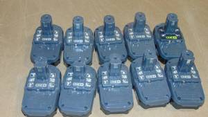 10 Pack Ryobi P102 18 Volt 1.3 Ah One Lithium-Ion Cordless Compact  Battery All Tested Good On Charger