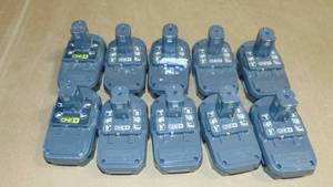 10 Pack Ryobi P102 18 Volt 1.3 Ah One Lithium-Ion Cordless Compact  Battery All Tested Good On Charger