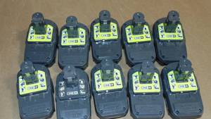 10 Pack Ryobi  P190 2.0 Ah 18 Volt One Lithium-Ion Cordless Compact  Battery All Tested Good On Charger