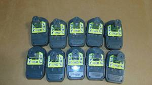 10 Pack Ryobi  P190 2.0 Ah 18 Volt One Lithium-Ion Cordless Compact  Battery All Tested Good On Charger