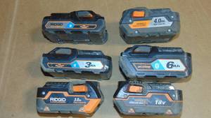 6 Pack Ridgid  6 AH 4 AH 2 AH  Battery All Tested Good On Charger