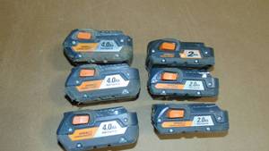 6 Pack Ridgid  4 AH 2 AH  Battery All Tested Good On Charger