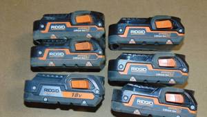 6 Pack Ridgid  1.5 AH  Battery All Tested Good On Charger