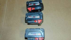 3 Pack Milwaukee mixed M18 Redlithium 5.0 Ah  3.0AH  Battery All Tested Good On Charger