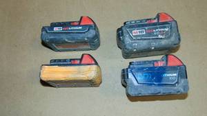 4 Pack Milwaukee Mixed Redlithium   Battery All Tested Good On Charger