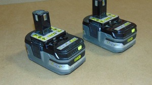 2 Pack Ryobi P191 18 Volt 3.0 Ah ONE Lithium-Ion LITHIUM HP High Capacity Compact Battery