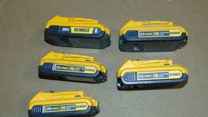 5 Pack DEWALT 20V MAX Battery, Compact 2.0Ah (DCB203)  All Tested Good On Charger