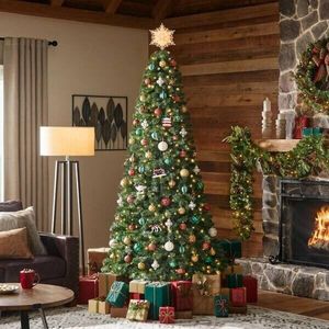 lot 10 image: 7.5ft Festive Pine LED Pre-Lit Artificial Christmas Tree 850025016155 NEW