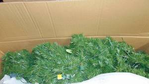 lot 40 image: National Tree Company 7-12 ft. North Valley Spruce Pencil Slim Hinged Artificial Christmas Tree with 400 Clear Lights Model # NRV7-358-75 UPC Code # 729083547102