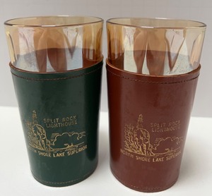 lot 8 image: Split Rock Lighthouse Superior Shores Leather Glass Huggers North Shore Souvenir