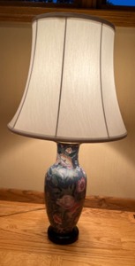 lot 37 image: Ceramic Lamp Floral Hand Painted Design