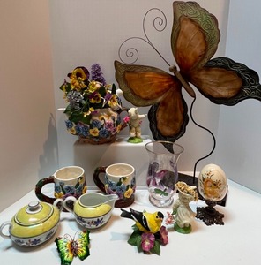 lot 49 image: Home Decor Metal Butterfly Sculpture, Snowbabies & More