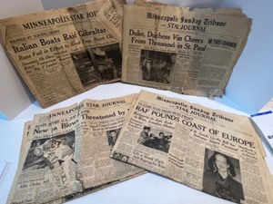 lot 127 image: WWII Vintage Newspapers from Star Tribune in Minneapolis, MN 1940s