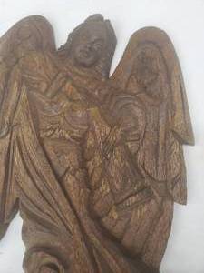lot 305 image: Antique Vintage Hand Carved Wood Angel