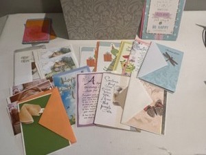 lot 194 image: Large Lot of New Unused GREETING CARDS & Organizing Storage Box