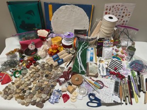 lot 198 image: Huge Lot of CRAFTING SUPPLIES Variety of Diamond Dots, Pipe Cleaners, Glitter and More