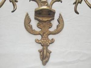 lot 309 image: Vintage Art Deco Brass Leaf Design Wall Sconce Candle Holder