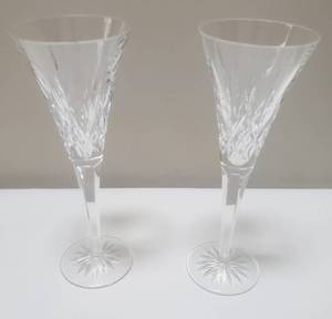 lot 308 image: Pair WATERFORD Lismore Jewels Diamond Cut Toasting Flute Clear Replacement Flute