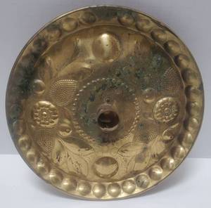 lot 319 image: Vintage Swedish Brass Punched Candle Tray