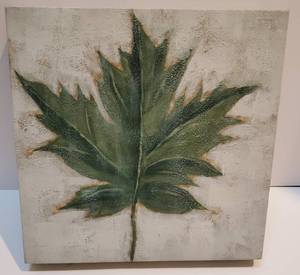 lot 255 image: Set of 4 Hand Painted Leaf Paintings Wall Decor Canvas