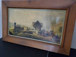 lot 55 image: Vintage Print Edward Lamson Henry w Wood Frame