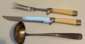 lot 243 image: Serving Pieces by Regent Sheffield England & Silver Plated Ladle