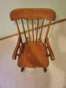 lot 231 image: Vintage Childs Wood Rocking Chair