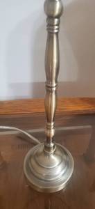 lot 256 image: Brushed Bronze Classic Turned Candlestick table Lamp w Shade