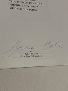 lot 353 image: Signed Copy of LINCOLN and the Human Interest Stories of The Gettysberg National Cemetary BOOK by James M. Cole