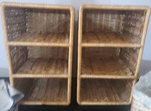 lot 261 image: Wicker Storage Baskets , Hanging Closet Shelving, Door Hook Organizing