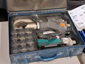 lot 272 image: Cordless Crimper Tool with Battery, Charger, Metal Case