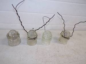 4 Vintage Glass Insulators