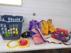 Life Jackets, Frisbees and water toys