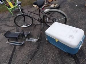 Sled, Bike and Cooler