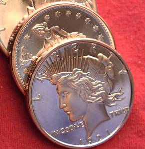 Lot of (4) COPPER COLLECTIBLES - 1 OZ AVDP COPPER ROUNDS BU PEACETRADE GROUP