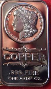 Lot of (4) COPPER COLLECTIBLES - 1 OZ AVDP COPPER BARS MORGAN DESIGN
