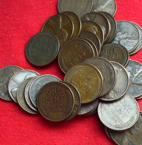 Lot of (25) WHEAT PENNIES - 1950s Wheat Pennies Philadelphia and Denver Mint FG-VF
