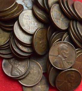 Lot of (60) WHEAT PENNIES - 1950s Wheat Pennies Philadelphia and Denver Mint FG-VF