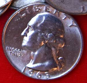 Lot of (25)                               90% SILVER QUARTERS - 1960s 90% Silver Washington Quarters