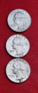 Lot of (3)                               90% SILVER QUARTERS - 1960s 90% Silver Washington Quarters