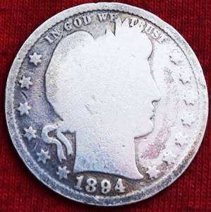 Lot of (1)                               90% SILVER QUARTERS - 1894  BARBER QUARTER