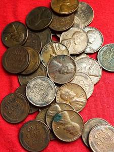 Lot of (35) WHEAT PENNIES - 1950s Wheat Pennies Philadelphia and Denver Mint FG-VF