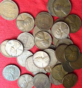 Lot of (35) WHEAT PENNIES - 1950s Wheat Pennies Philadelphia and Denver Mint FG-VF